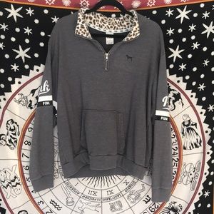 Grey and Cheetah Print VS PINK Quarter Zip